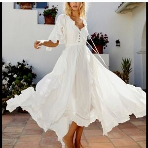 Free People Endless Summer White Layered Ethereal Boho Coachella Dress Sz XS/S